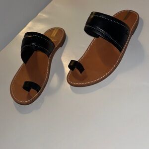 Sam Edelman Black and Tan Slide Sandals